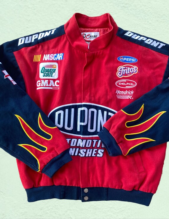 Vintage Dupont NASCAR Flames Racing Jacket Size L… - image 7
