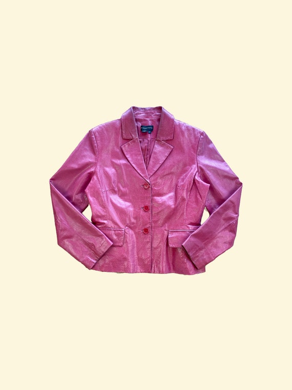 Vintage Bagatelle Pink Leather Blazer Size Medium… - image 1