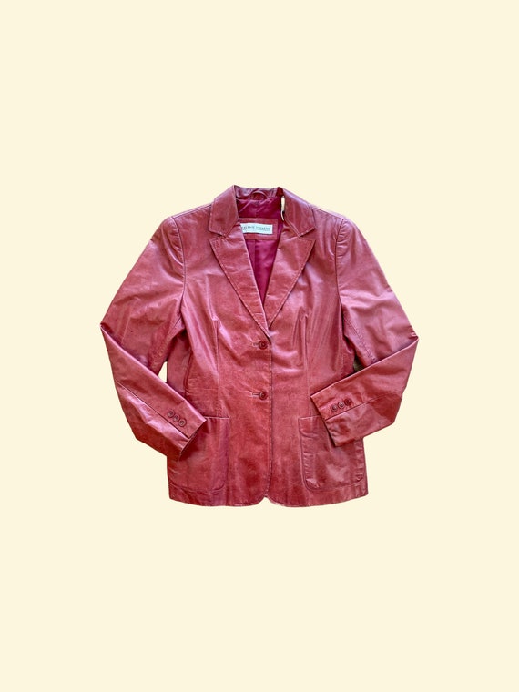 Vintage Valerie Stevens Red Leather Blazer Size Sm