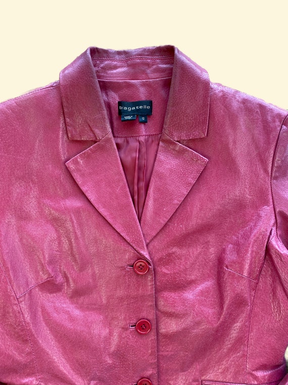 Vintage Bagatelle Pink Leather Blazer Size Medium… - image 6