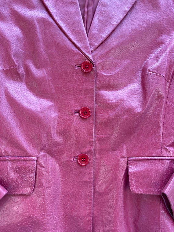 Vintage Bagatelle Pink Leather Blazer Size Medium… - image 8