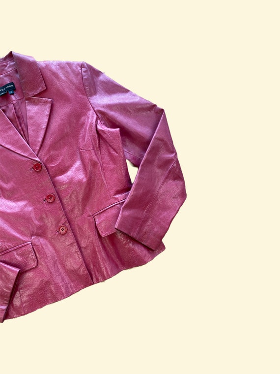 Vintage Bagatelle Pink Leather Blazer Size Medium… - image 5