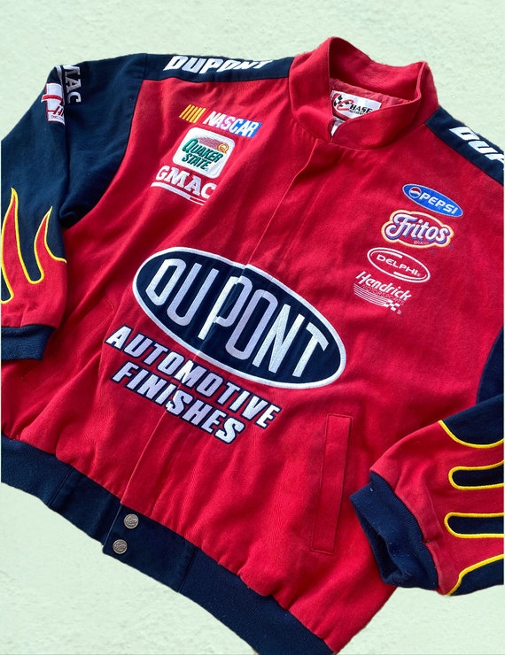 Vintage Dupont NASCAR Flames Racing Jacket Size L… - image 4