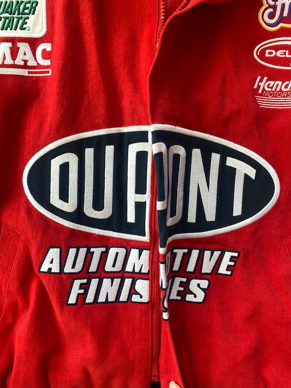 Vintage Dupont NASCAR Flames Racing Jacket Size L… - image 9