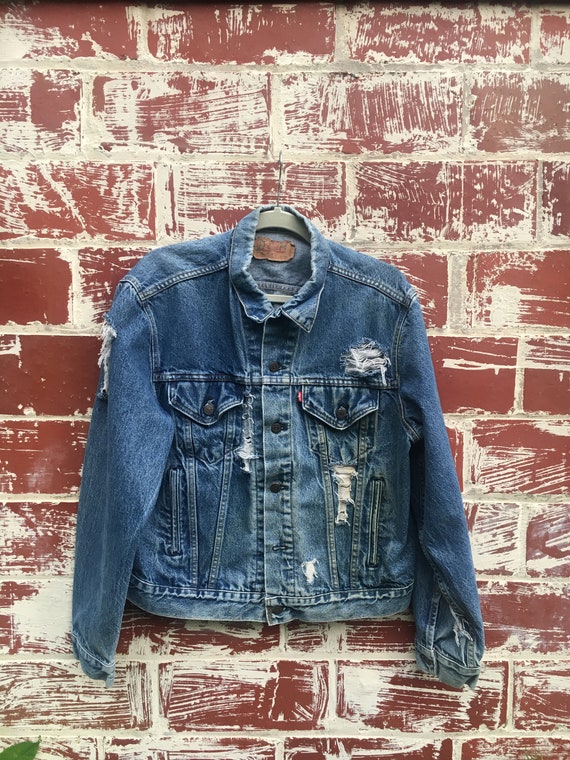 levi's ripped denim jacket