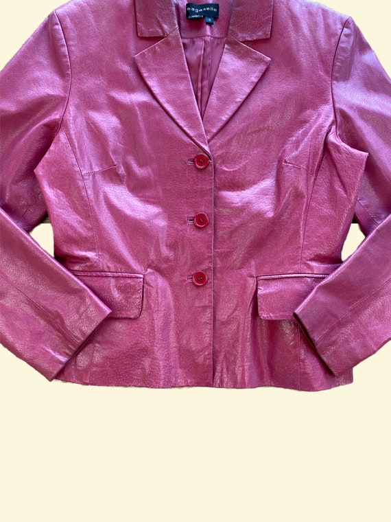 Vintage Bagatelle Pink Leather Blazer Size Medium… - image 7