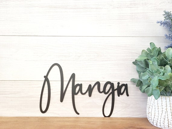 Mangia sign | mangia metal sign | eat sign | mangia tutti | kitchen sign| dining room decor | cursive metal word | script recycled steel