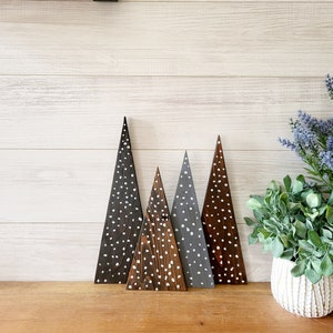Farmhouse christmas tree set | winter table centerpiece | rustic home decor | fireplace mantle decor | holiday decorating | gift trends