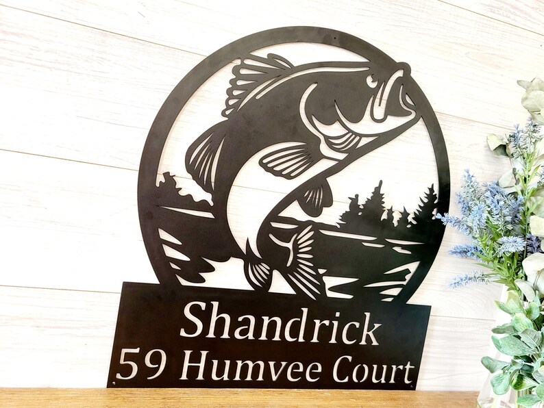 Bass Fish Address Sign | Fish Address Sign | Fishing House Number ...