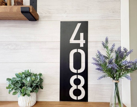 Large vertical address sign | house number sign | industrial digit sign | home address | outdoor sign | metal art | house numbers |