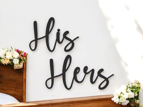 His & hers sign | his and hers metal sign | bedroom closet sign | bedroom decor | cursive his and hers
