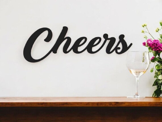 Cheers Sign | Metal Cheers Sign | Script Cheers Sign |  Script Font Bar Sign | Steel Cheers Sign | Bar Decor | Bar Sign | Cursive Cheers