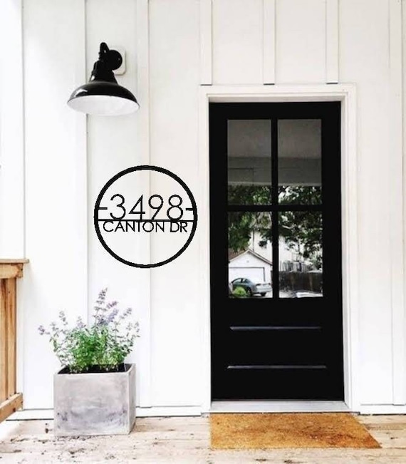 Large house numbers round | modern house number sign | street name sign | metal address sign | custom metal sign | circle address plaque