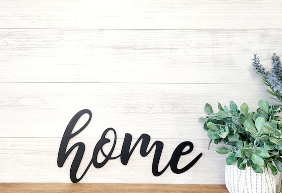 Home sign | rustic home sign| farmhouse wall decor | home metal sign | home entryway sign | home cursive metal word | home sweet home sign