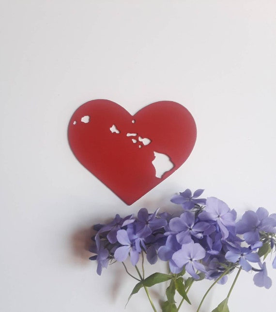 Hawaii State Christmas Ornament Recycled Steel Custom Engraved Heart HI Metal Holiday Tree Decoration Beach Honeymoon Keepsake Hostess Gift