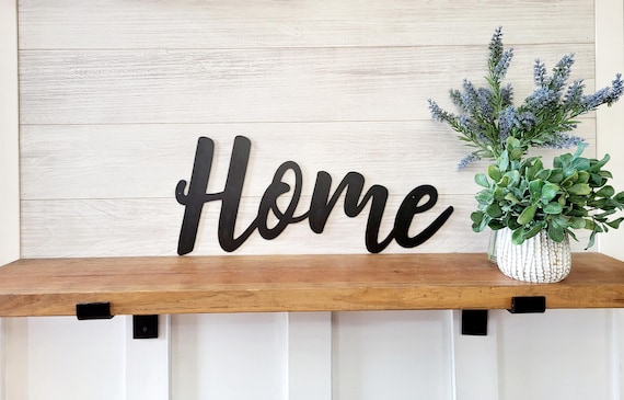 Home Sign | Rustic Home Sign| Farmhouse Wall Decor | Home Metal Sign | Home Entryway Sign | Home Cursive Metal Word | Home Sweet Home Sign