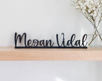Freestanding First and Last Name Sign | Personalized Wedding Name Sign | Classroom Desk Name Sign | Teachers Name Sign | Family Name Sign