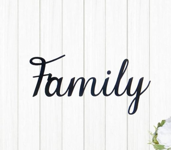 Family metal sign home decor cursive word sign family sign family script sign metal art ohana recycled steel