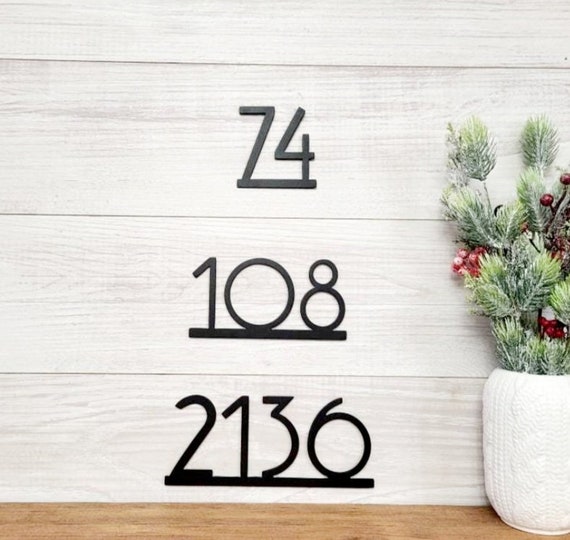 Mid Century Modern Number Sign | Modern Home Address Sign | Horizontal Address Sign | Address Number Sign | Metal Address Sign