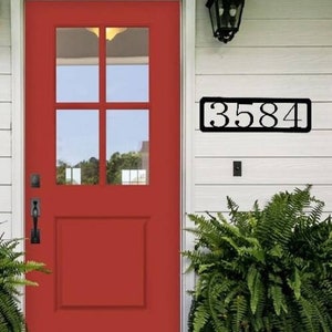 Modern number address sign | modern home address sign | horizontal address sign | framed address number | metal address sign | metal number