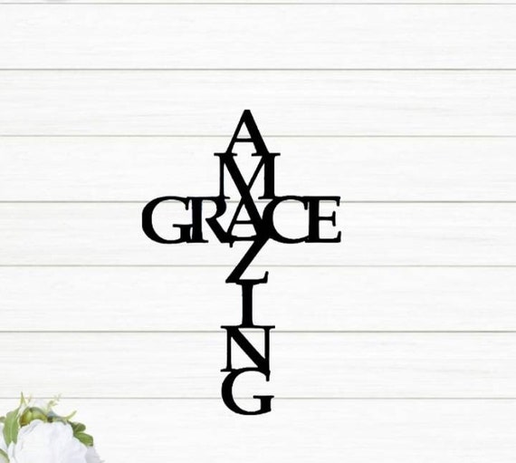 Amazing Grace Sign | Amazing Grace Cross Sign | Amazing Grace Word Art | Metal Cross | Easter Decor | Faith Sign | Jesus | Bible Verse