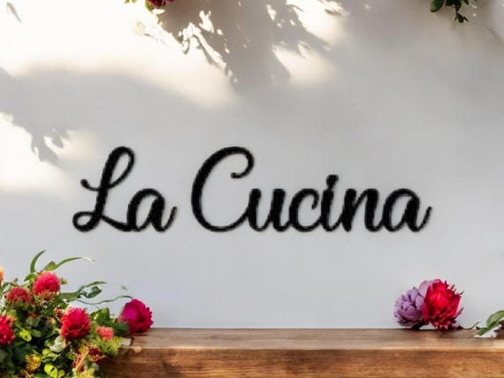 La cucina sign | la cucina metal sign | homemade sign | kitchen decor | cursive la cucina | kitchen sign | chic kitchen decor | mangia