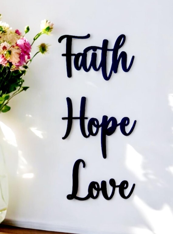 Faith hope & love metal sign set of 3 signs | faith sign | hope sign | love sign | home decor | metal art | cursive writing | custom words