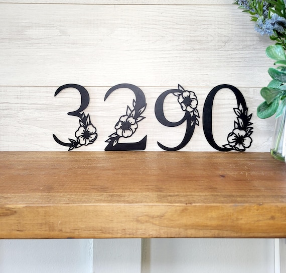 5" Floral Mailbox Numbers | Metal Flower Numbers | Weatherproof Address Numbers |Modern  Home Address Numbers