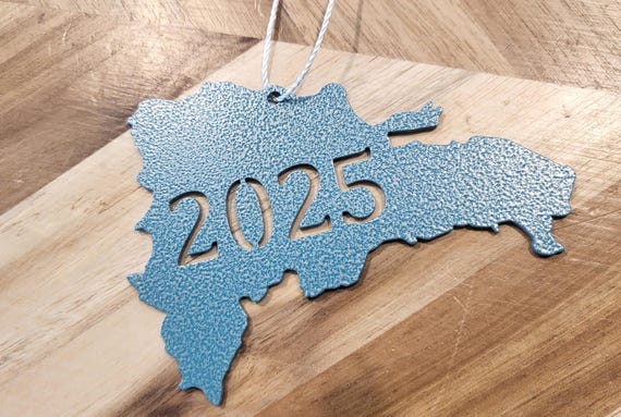 Dominican republic ornament 2025 destination wedding keepsake favor gift island beach anniversary christmas tree recycled steel love travel
