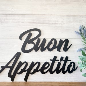 Buon appetito sign | bon appetit metal sign | enjoy your meal  | homemade sign | kitchen decor | cursive bon appetit | italian kitchen sign