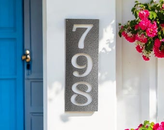 Vertical Metal Address Sign | Weatherproof Number Plaque