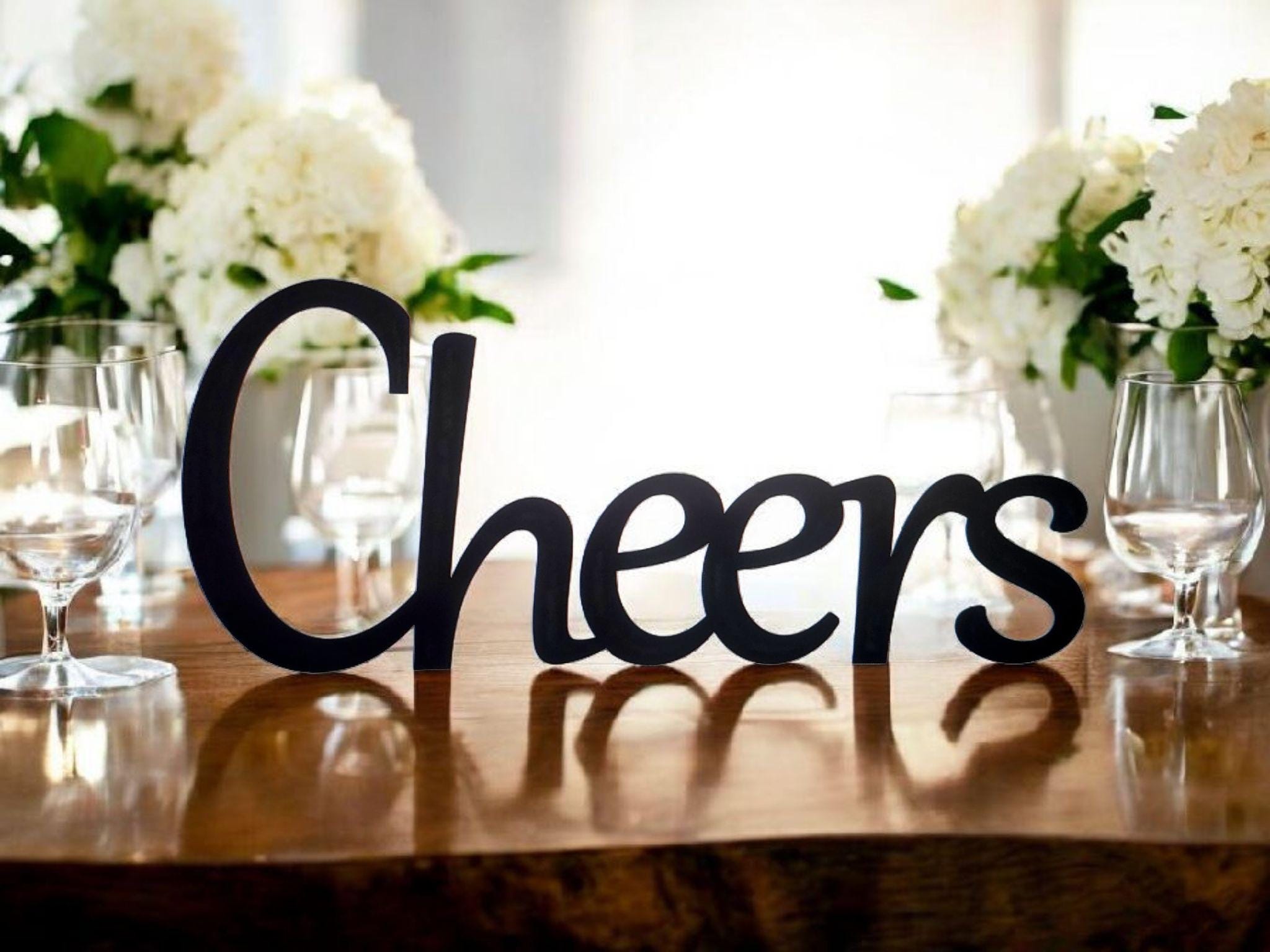 Freestanding Cheers Sign | Farmhouse Cheers Sign | Thick Cheers Sign ...