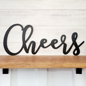 Cheers Sign | Metal Cheers Sign | Script Cheers Sign |  Script Font Bar Sign | Steel Cheers Sign | Bar Decor | Bar Sign | Cursive Cheers