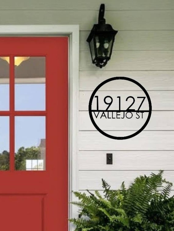 Round Address Sign | Modern Address Sign | Circle Address Sign Modern House Numbers | Modern Industrial Address | Weatherproof Powder Coated