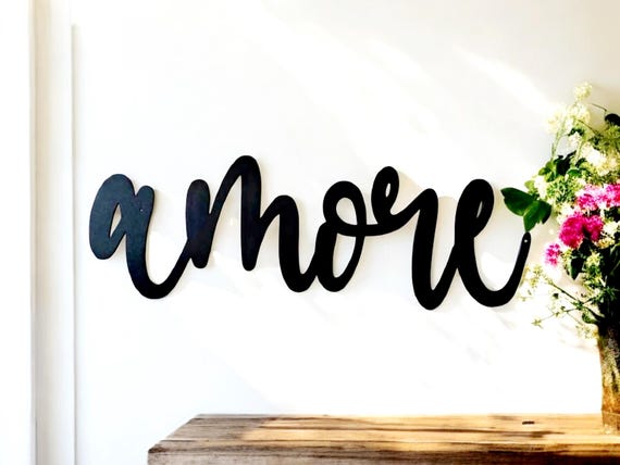 Amore metal sign | italian love sign |  cursive amore sign | wedding gift | anniversary | rustic word art | metal wall art | farmhouse sign