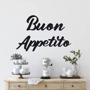 Buon appetito sign | bon appetit metal sign | enjoy your meal  | homemade sign | kitchen decor | cursive bon appetit | italian kitchen sign