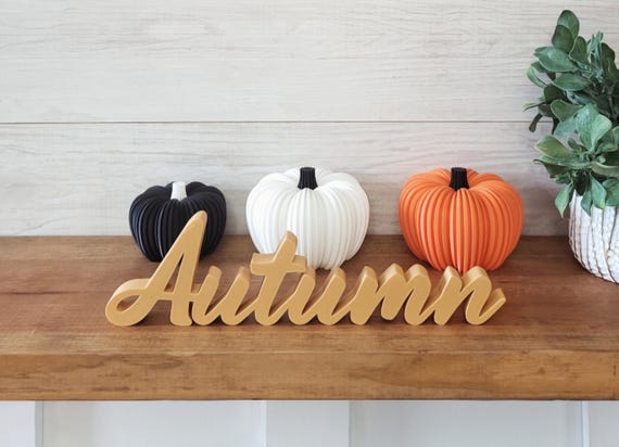 Freestanding Autumn Sign | Fall Tier Tray  Decor | Cozy Fall Farmhouse Decor | Thick Autumn Sign | 3D Fall Decor | Desk Shelf Table Decor