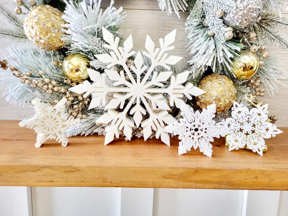 Freestanding Snowflake Sign | Winter Sign | Winter Decor | 3/4 Inch Thick Snowflake Sign | Fireplace Mantle Sign | Ski Lodge Decor
