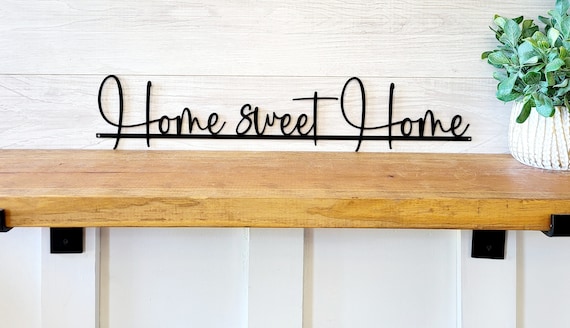 Home sweet home sign rustic home sign farmhouse wall decor home metal sign home entryway sign home cursive metal word script recycled steel