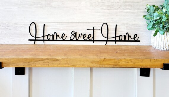 Home sweet home sign rustic home sign farmhouse wall decor home metal sign home entryway sign home cursive metal word script recycled steel