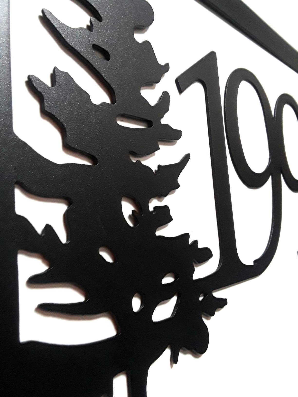 Mountain address sign Pine Tree House Numbers Custom Mountain Etsy