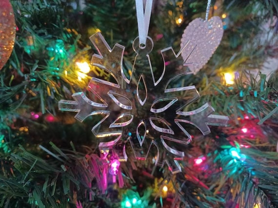 Clear acrylic snowflake ornament sets | laser cut snowflakes ornament | modern  farmhouse christmas ornament | snowflake sign | teacher gift