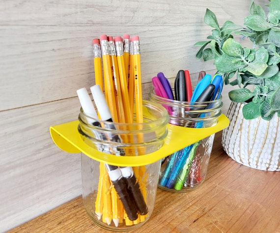 Double Mason Jar Holder |  Dual Jar Holder | Wall Mount Storage | Art Supply Storage | Toothbrush Organization | Shelving | Dorm Desk