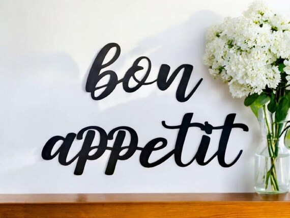 Bon Appetit Sign | Bon Appetit Metal Sign | Enjoy Your Meal  | Homemade Sign | French Kitchen Decor | Cursive Bon Appetit | Italian Kitchen