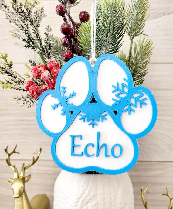 Personalized pet name ornament | dog name ornament | dog paw | personalized christmas tree ornament | pet gift christmas ornament