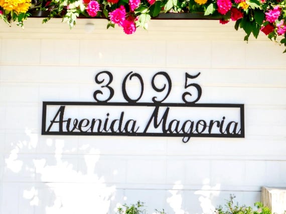 Custom Address Sign | Modern House Numbers | Street Name Sign | Metal Home Address Sign | Horizontal Address Number | Weatherproof Address