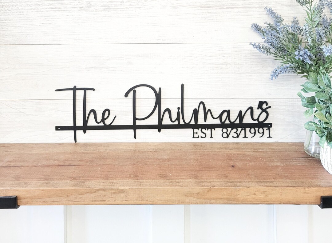 Personalized Family Name Sign | Anniversary Gift | Metal Last Name Sign ...