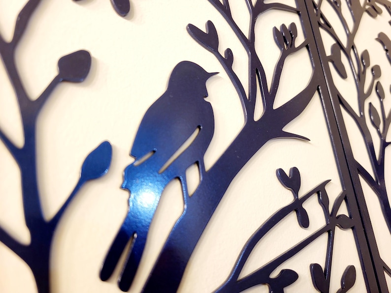 3 Piece Birds on a Tree Branch Sign | Metal Bird Wall Art | Bird Scene ...