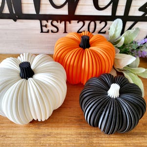 Modern Fall Decor | 3D Printed Pumpkin | Neutral Fall Decor | Tea Light Compatible Pumpkins | Halloween Party Decor | Ribbed Pumpkin Design