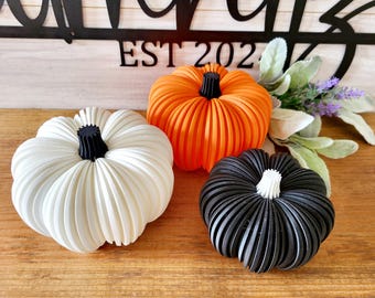 Modern Fall Decor | 3D Printed Pumpkin | Neutral Fall Decor | Tea Light Compatible Pumpkins | Halloween Party Decor | Ribbed Pumpkin Design